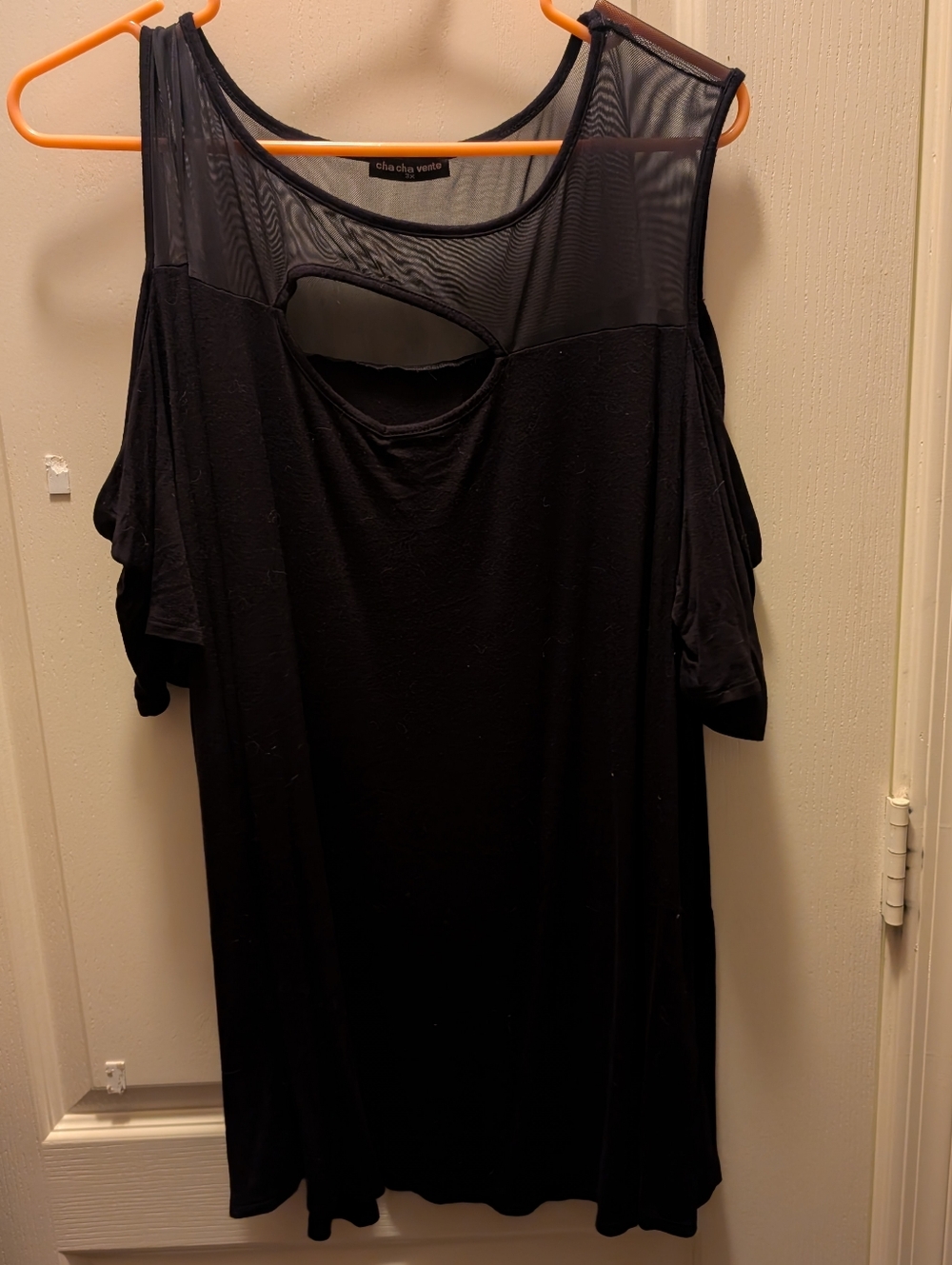 cha cha vente Black Mesh Yoke Tunic